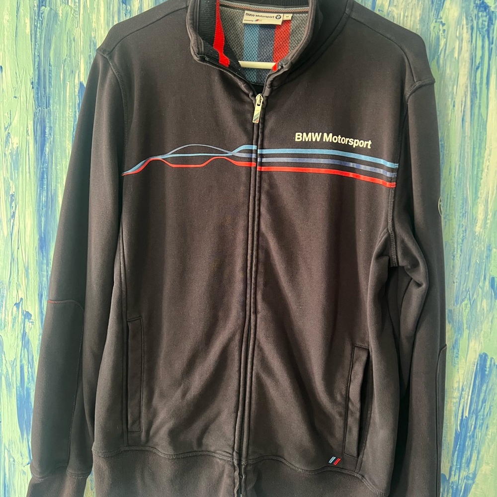 BMW Motorsport Black Sweatshirt with Red and Blue Accents